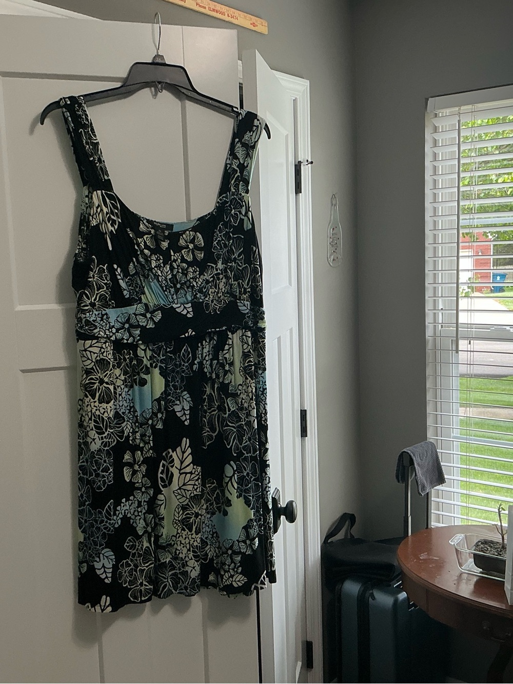 Style & Co. Black Floral Sleeveless Empire-Waist Mini Dress
